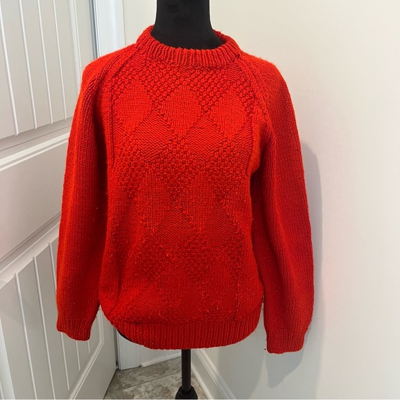 Handmade Reddish Orange Knit Sweater - Picture 1 of 4